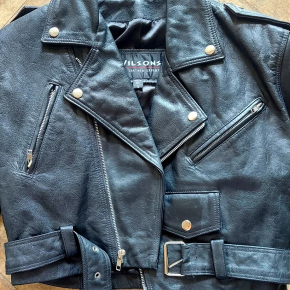 Wilson's blue leather clearance jacket